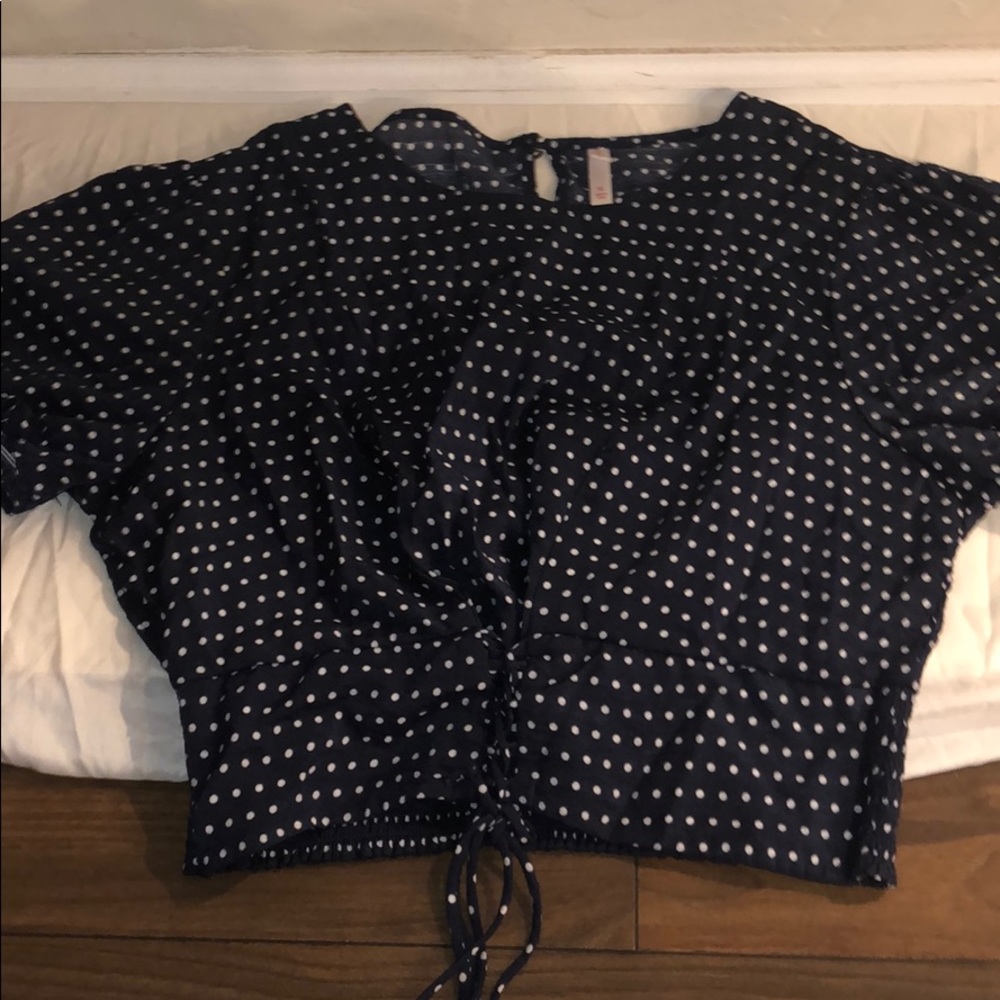 Navy blue crop blouse